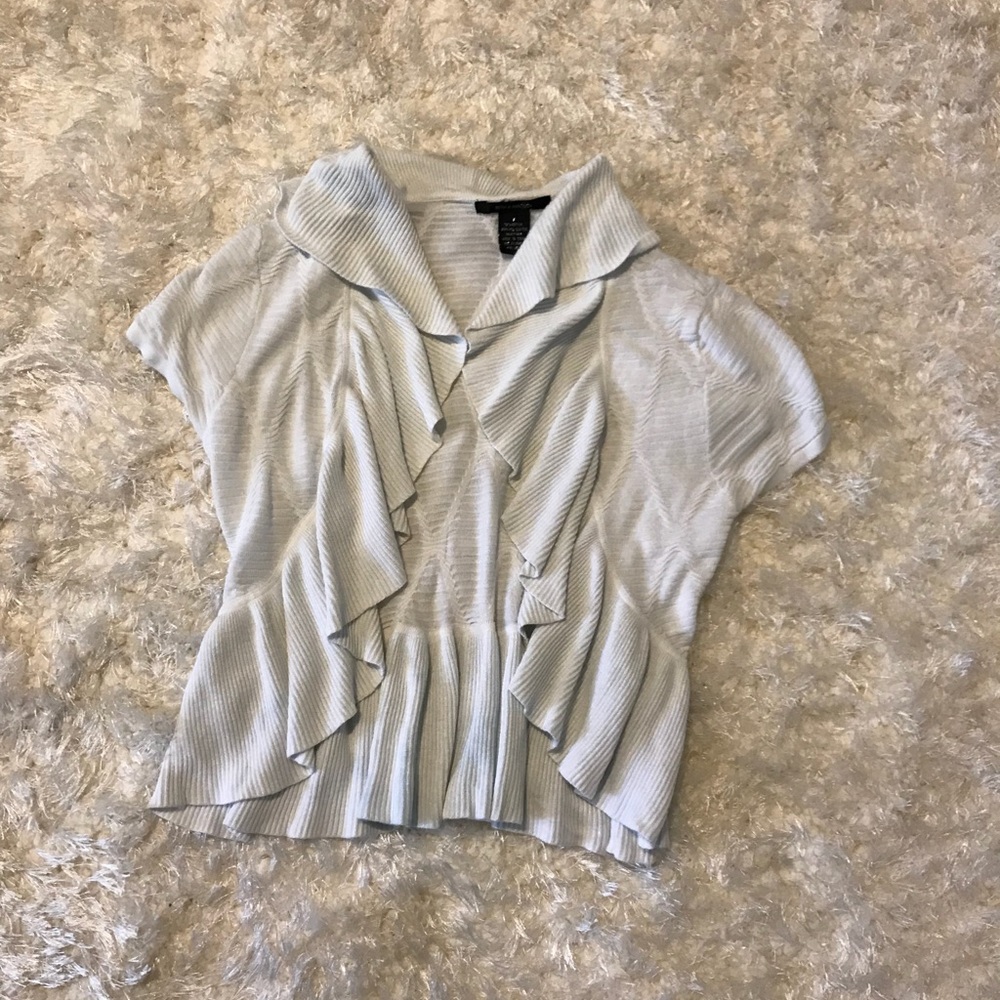White Ruffle Open Cardigan